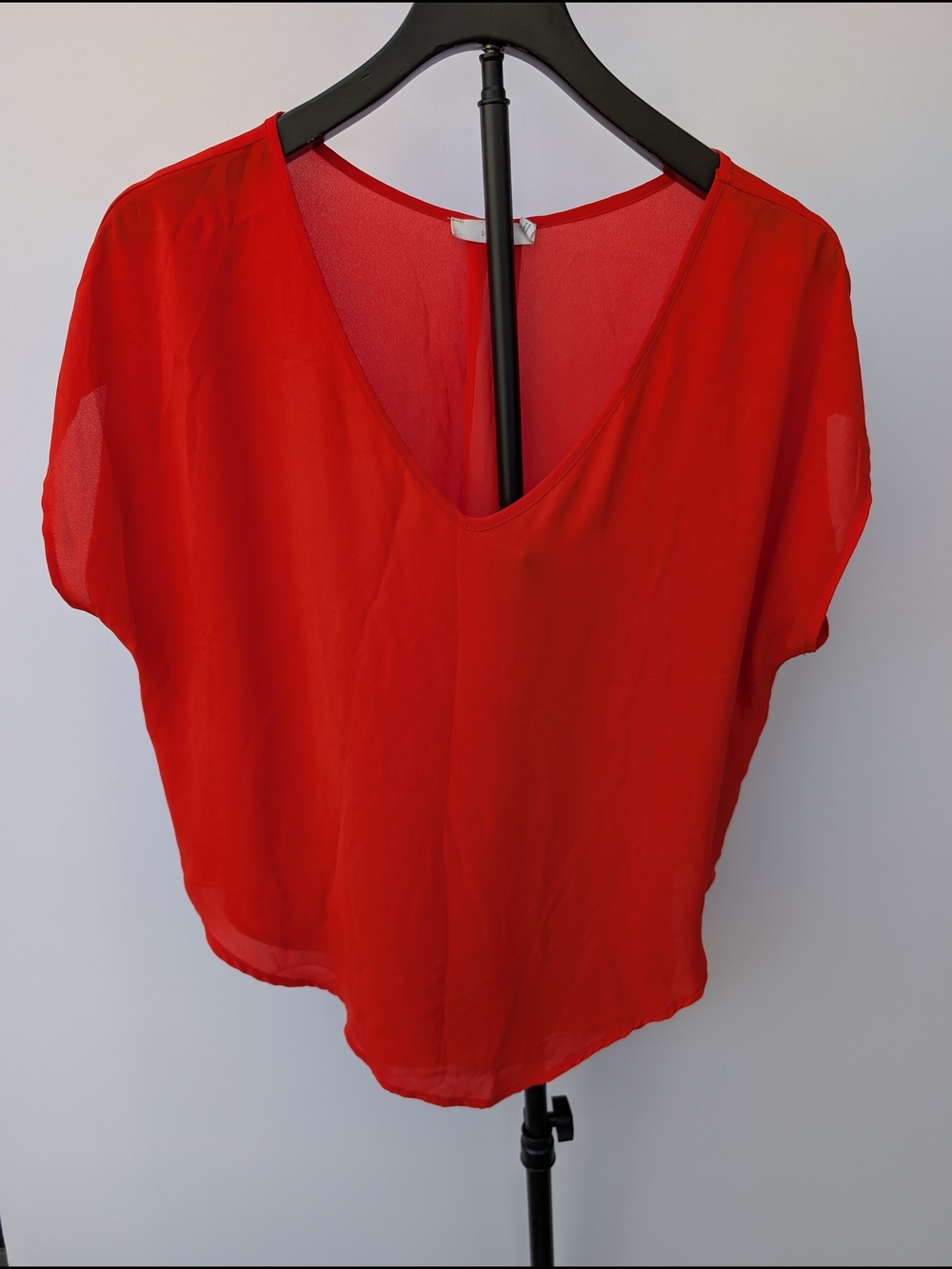 LUSH Women's Orange Chiffon V-Neck Dolman Sleeve Blouse Size M